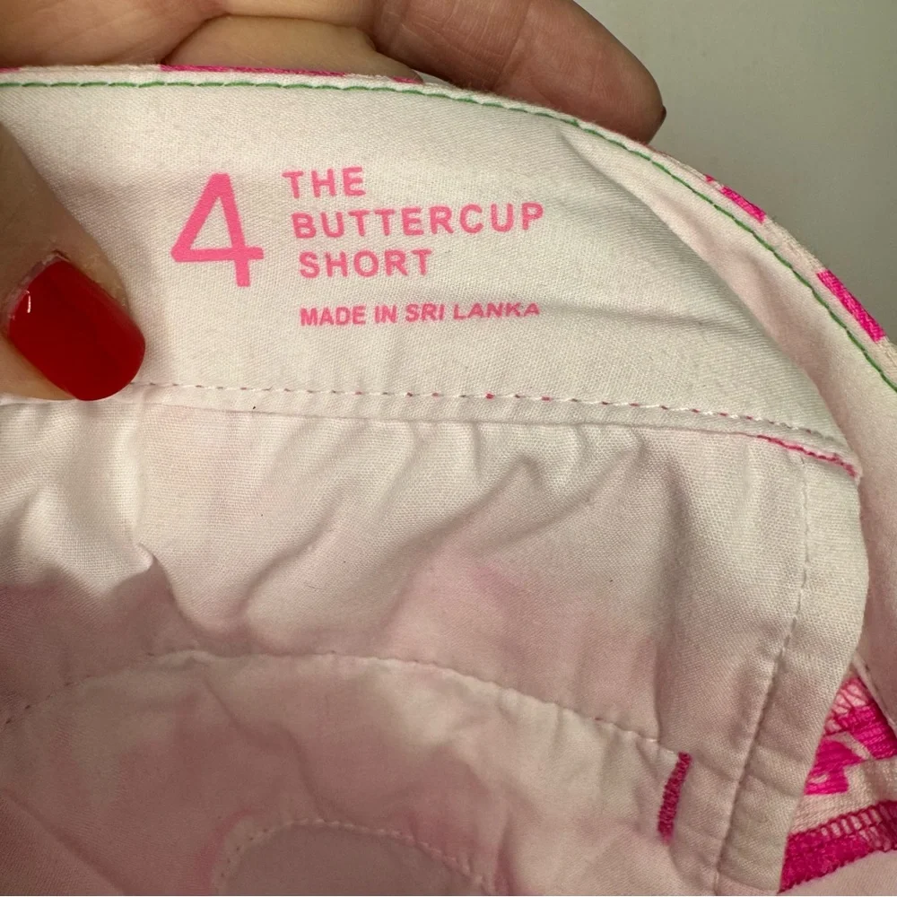 Lilly Pulitzer Pink and White Elephant Scallop Hem Shorts